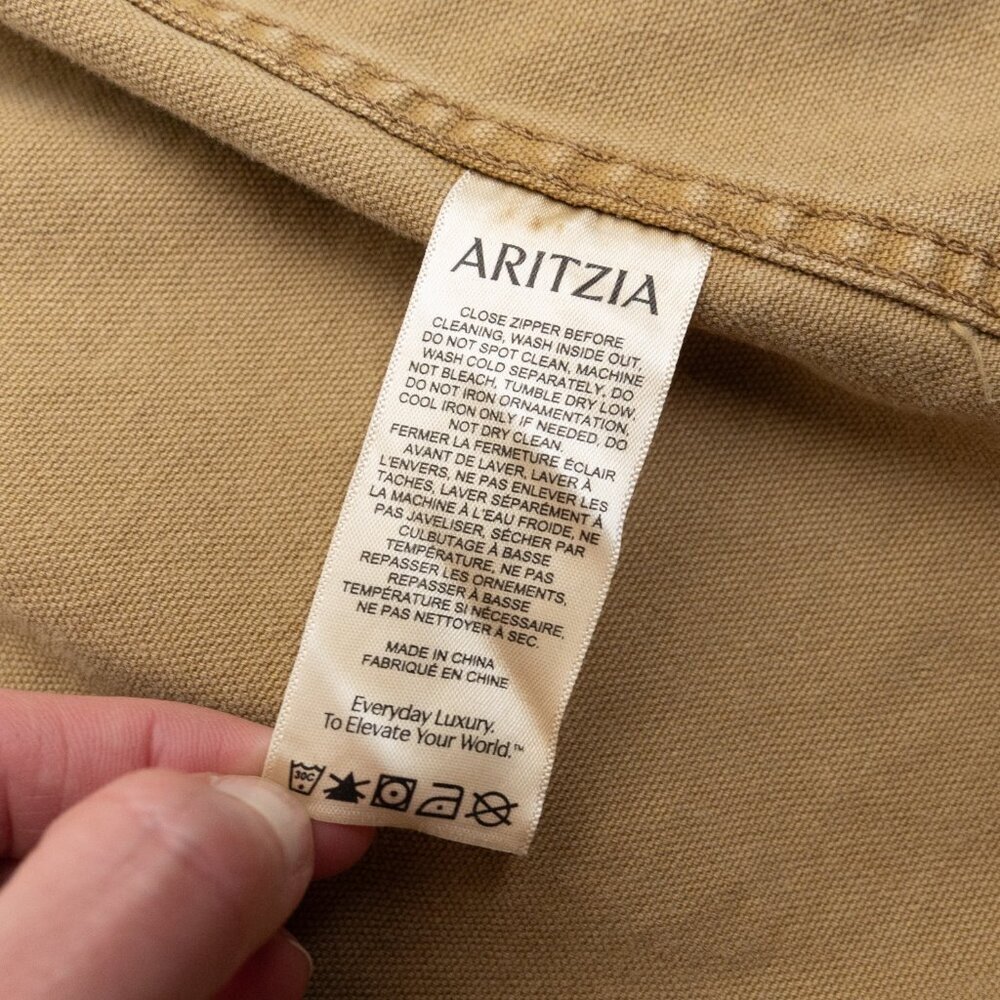 Aritzia TNA Jasper Field Jacket Relaxed Cotton Canvas Vintage Topaz Tan *Altered - Picture 15 of 16